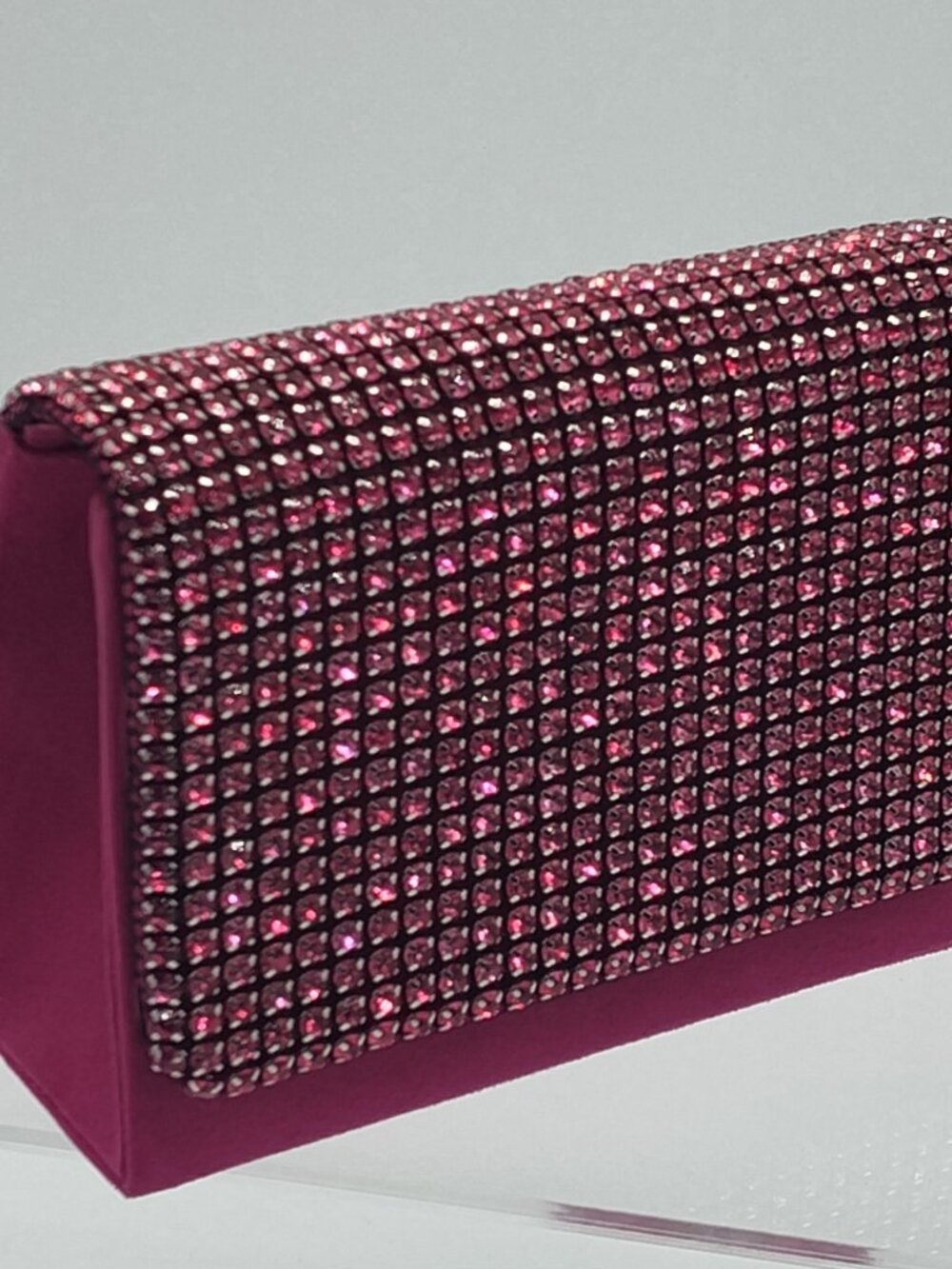 NWT 3am Forever Magenta Glam Rhinestone Oversized Evening Clutch